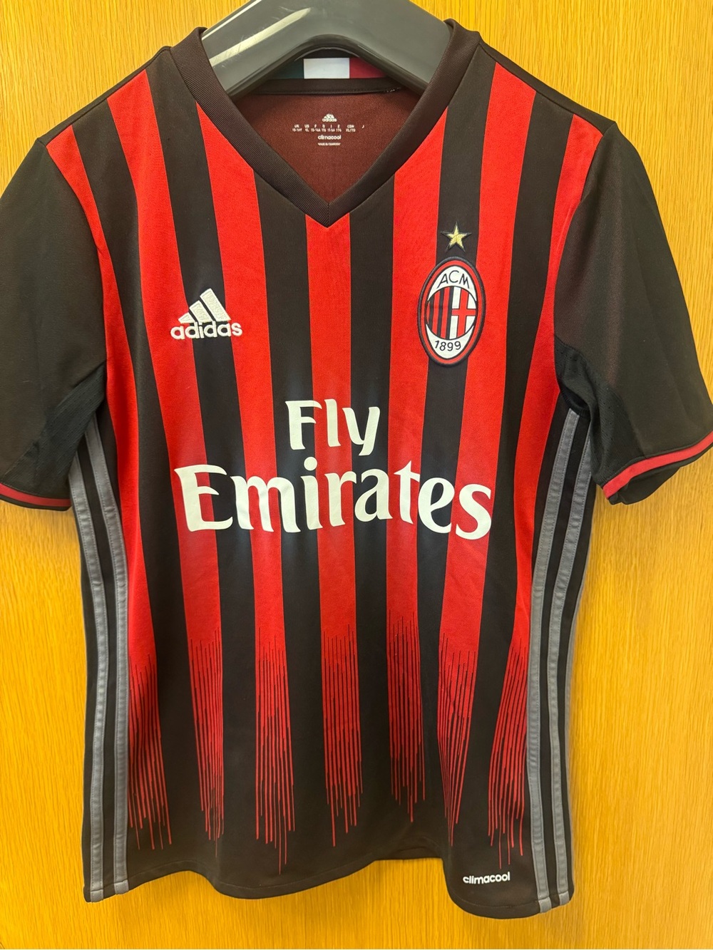 adidas Kids AC Milan Red and Black Striped Soccer Jersey